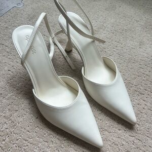 Open Edit Cream Slingback Heels